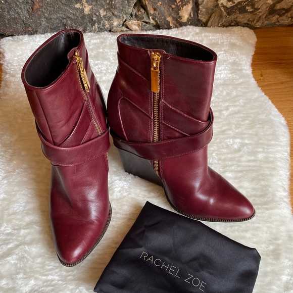 Rachel Zoe Burgundy Ankle Boots - Picture 2 of 9